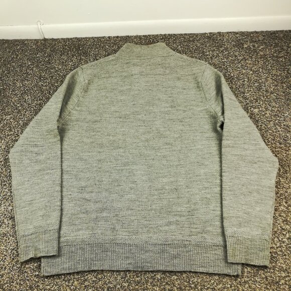 J Crew Sweater 1/4 Zip Merino Wool Gray Suede Elbow Patch Mens Large Slim Fit - Picture 5 of 11